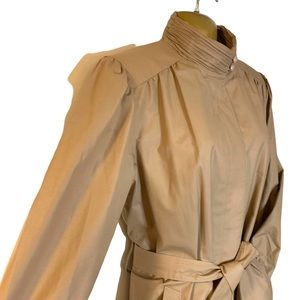 Vtg London Fog trench coat puff shoulders pleated collar lined New never worn L